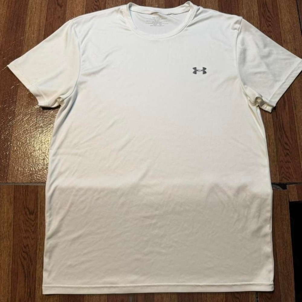 Under Armour White Retro Tech Sportswear Running Train Shirt Fits Medium
